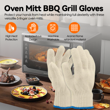 2 Pair 5 Finger Oven Mitt BBQ Grill Gloves