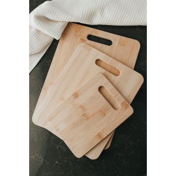 6pcs Bamboo Wood Chopping Board 3-Set Cheese Cutting & Serving Light Wood Tone