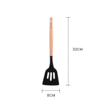 2pcs Beechwood & silicone slotted turner charcoal