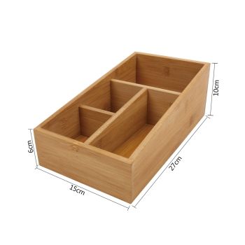 Bamboo Storage Box with 4 Slots