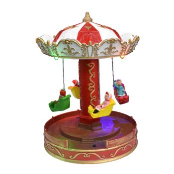 Musical Carousel with Toboggans Christmas Decoration Gift