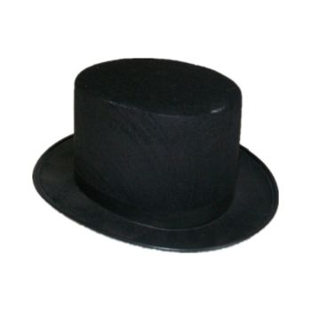 Black flocked tophat party hat