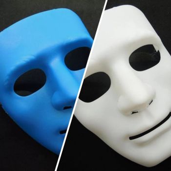 2x Robot Plain Mask Purge Style Halloween Scary Ghost Blank Mask Unisex - 2x White