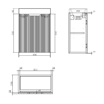 450*250*550mm Vienna American Oak Wall Hung Mini Vanity