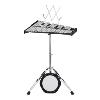 VEVOR 32 Note Glockenspiel Xylophone Bell Kit, Professional Percussion Instrument Set with Mallets, Drum Sticks, Music Stand,  8" Practice Pad, Adjustable Stand and Carrying Bag for Students & Adults