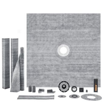 VEVOR Shower Curb Kit, 1828x1828mm, 72"x72" Shower Pan Kit with 50.8mm ABS Central Flange, 101.6mm Stainless Steel Grate, Waterproof Shower Curb & Membrane & Strip, Shower Pan Slope Sticks Fit for Bathroom