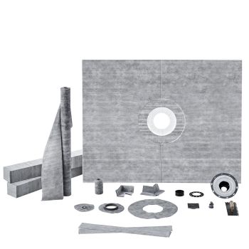 VEVOR Shower Curb Kit, 1219x1524mm, 60"x48" Shower Pan Kit with 50.8mm ABS Central Flange, Waterproof Membrane, Stainless Steel Grate and Joint Sealant, Shower Pan Slope Sticks Fit for Bathroom
