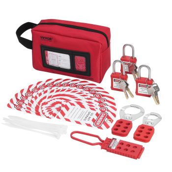 VEVOR Electrical Lockout Tagout Kit, 26 PCS Safety Loto Kit Includes Padlocks, Hasps, Tags, Nylon Ties, and Carrying Bag, Lockout Tagout Safety Tools for Industrial, Electric Power, Machinery