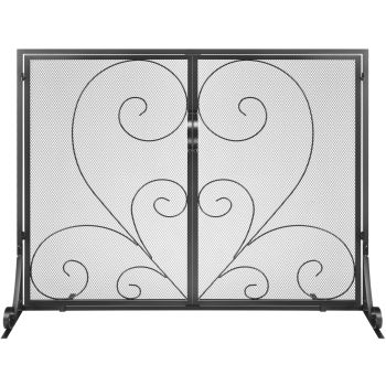 VEVOR 990x802MM Fireplace Screen 2-Panel Iron Mesh Spark Guard Vintage Black