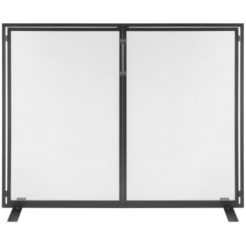 VEVOR Fireplace Screen 1 Panel with Door, Sturdy Iron Mesh Fireplace Screen, 990(L) x780(H)MM Spark Guard Cover, Simple Installation, Free Standing Fire Fence Grate for Living Room Home Decor Modern