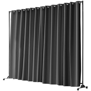 VEVOR Room Divider, 8 ft x 10 ft (96 x 120inch) Portable Panel Room Divider with Wheels Curtain Divider Stand, Room Divider Privacy Screen for Office, Bedroom, Dining Room, Study, Black