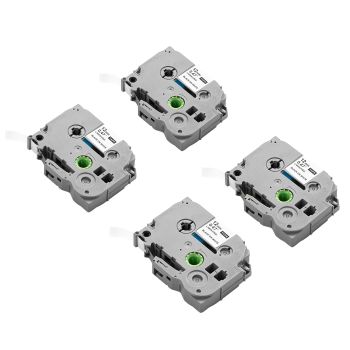 VEVOR Label Maker Tape, 4 Pack, 0.47 in / 12 mm Black on White Label Maker Refills Compatible for Various Types of Brother P-Touch Labelers, Durable & Long-lasting, Replacement for Letra Tag TZe-231