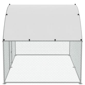 VEVOR Chicken Coop, 9.8x6.5x6.5ft Walk-in Large Metal Chicken Run for Yard with Waterproof Cover, Doom Roof Hen House with Security Lock for Outdoor and Backyard, Farm, Duck Rabbit Cage Poultry Pen