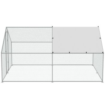VEVOR Large Metal Chicken Coop, 3x3.93x1.99 m Walk-in Chicken Runs for Yard with Cover, Spire Roof Hen House with Security Lock for Outdoor and Backyard, Farm, Duck Rabbit Cage Poultry Pen