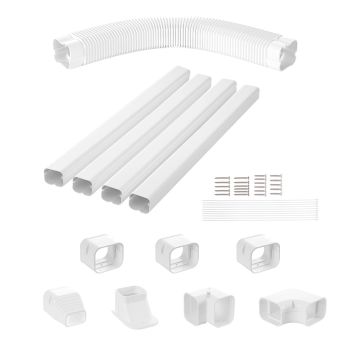 VEVOR Mini Split Line Set Cover 76.2mm W 4830mm L, PVC Decorative Pipe Line Cover For Air Conditioner with 4 Straight Ducts & Full Components Easy to Install, Paintable for Heat Pumps, White