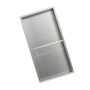 VEVOR Shower Niche, 33.0 x 63.5 x 10.2 cm Recessed Wall Niche Double-layer, with Hollowed-out Divider, Heavy-duty Stainless Steel Modern Shampoo Storage Organizer, Waterproof, Silver for Bathroom