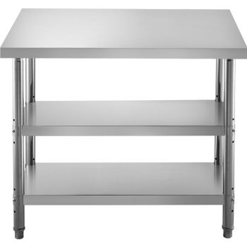 VEVOR Stainless Steel Prep Table, 1520x450x855 mm Commercial Stainless Steel Table, 2 Adjustable Undershelf BBQ Prep Table, Heavy Duty Kitchen Work Table, for Garage, Home, Warehouse, Kitchen Silver
