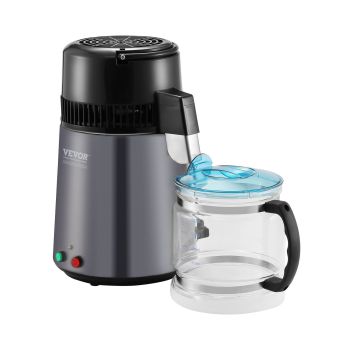 VEVOR Water Distiller, 4L 1.05 Gallon Pure Water Purifier Filter For Home Countertop, 750W Distilled Water Maker, Stainless Steel Interior Distiller Water Making Machine to Make Clean Water, Gray