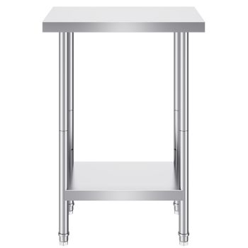 VEVOR Stainless Steel Prep Table, 24 x 18 x 34 Inch, Heavy Duty Metal Worktable with 3 Adjustable Height Levels, Commercial Workstation for Kitchen Garage Restaurant Backyard