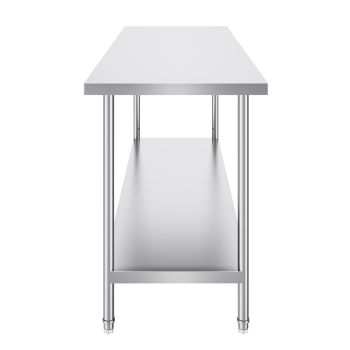 VEVOR Stainless Steel Prep Table, 24 x 72 x 34 Inch, Heavy Duty Metal Worktable with 3 Adjustable Height Levels, Commercial Workstation for Kitchen Garage Restaurant Backyard