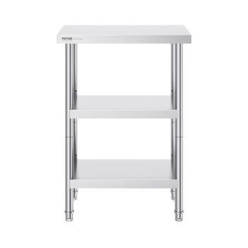 VEVOR Stainless Steel Food Prep Table, 14 x 24 x 34 Inch Commercial Kitchen Worktable, with 2 Adjustable Undershelf, Heavy Duty Prep Table Metal Work Table for BBQ, Kitchen, Home, and Garage