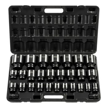 VEVOR Impact Socket Set 3/4 Inches 29 Piece Impact Sockets, 6-Point Sockets, Rugged Construction, CR-M0, 3/4 Inches Drive Socket Set Impact SAE 3/4 inch - 2-1/2 inch, with a Storage Cage