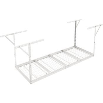 VEVOR Overhead Garage Storage Rack, 91.44x243.84cm Garage Ceiling Storage Racks, Heavy Duty Adjustable Cold Rolled Steel Racks for Garage Storage, Organization, 272.16kg Load Capacity, 22''-40", White