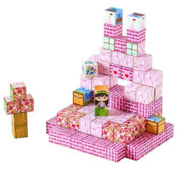 VEVOR Magnetic Blocks, 100 PCS Princess Castle Set, Magnetic Building Cubes for Kids, STEM Montessori Sensory Toys for Christmas Birthday Gift, Construction Stacking Toy for 3+ Years Old Boys & Girls