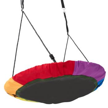 VEVOR Tree Swing, 40 Inch Saucer Swing, 750lbs Weight Capacity, 900D Oxford Fabric Swing Seat with 2 Tree Hanging Straps and Adjustable Multi-Strand Ropes, Round Swing for Kids Outdoor, Multicolor