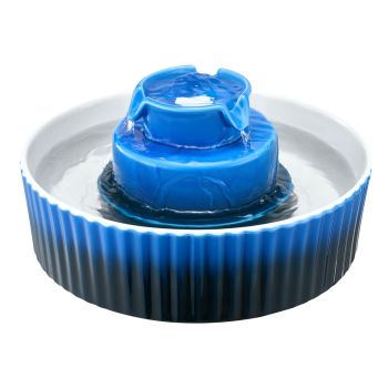VEVOR Ceramic Cat Water Fountain, 2.1 L Cupcake Pet Fountain, Porcelain Cat Water Dispenser with Ultra-Quiet Pump, 360° Drinking Area and Multi-Layer Filtration System, for Cats & Dogs Drinking(Blue)