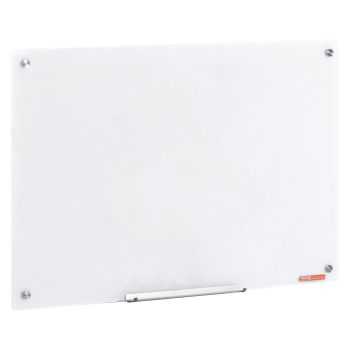 VEVOR Magnetic Glass Whiteboard, Dry Erase Board 36"x24", Wall-Mounted Large White Glassboard Frameless, with Marker Tray, an Eraser and 2 Markers, White