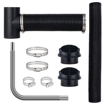 VEVOR Diesel Heater Pipe Ducting Set, 3" Extendable Air Duct Hose, 1" Stainless Steel Exhaust Pipe, 2 Air Vents, Tee Air Outlet Connector and Hose Clamps, for 2KW/5KW/8KW Diesel Parking Heaters