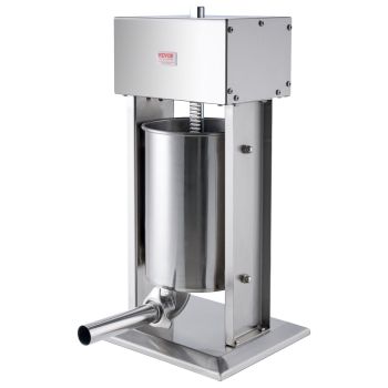 VEVOR Electric Sausage Stuffer, 12 L / 25 LBS Vertical Meat Stuffer, 200W Motor, Stepless Speed Control and Foot Pedal, Made of Food-grade 304 Stainless Steel, 5 Stuffing Tubes for Home, Commercial