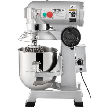 VEVOR Commercial Food Mixer 30Qt, Food Mixer Commercial with Timing Function, 1100W Stainless Steel Bowl Heavy Duty Electric Commercial Mixer with 3 Speeds Adjustable 108/199/382 RPM, Dough Hook Whisk