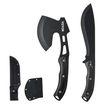 VEVOR Hunting Knife and Hatchet Axe Combo Set Sheath Fixed Blade Knife Camping