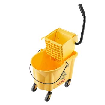 VEVOR Mop Bucket with Wringer, 26 Qt. Commercial Mop Bucket with Side Press Wringer, Side-Press Mop Bucket and Wringer Combo on Wheels, for Professional/Industrial/Business Floor Cleaning, Yellow