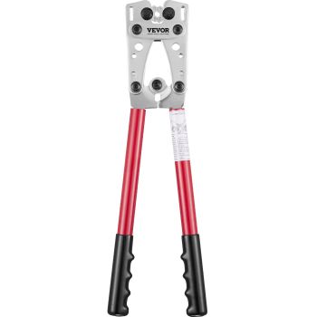 VEVOR Battery Cable Lug Crimping Tool, 10-1/0AWG with Cable Cutter and 95PCS Copper Ring Terminals, 6 Wire Sizes Crimping Die and 100pcs Heat Shrink Tubes, for Heavy Duty Wire Lugs