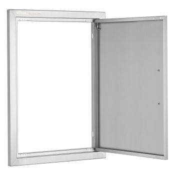 VEVOR BBQ Access Door, 432x610 mm Single Outdoor Kitchen Door, Stainless Steel Flush Mount Door, Wall Vertical Door with Handle, for BBQ Island, Grilling Station, Outside Cabinet