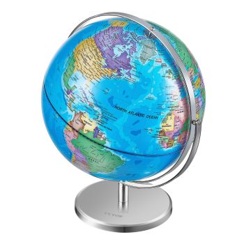 VEVOR Rotating World Globe with Stand, 330.2 mm, Educational Geographic Globe with Precise Time Zone ABS Material, Spinning Globe for Kids Children Learning Classroom Geography Education
