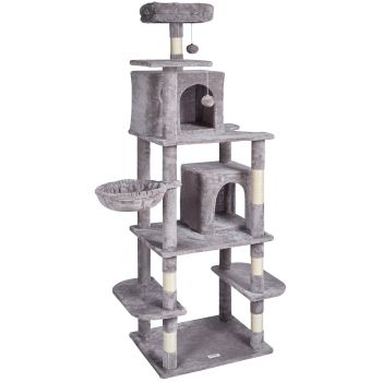 VEVOR Cat Tree 174 cm Cat Tower with Cat Condos Sisal Scratching Post Light Grey