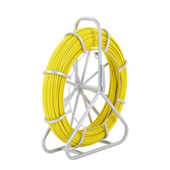 VEVOR Fish Tape Fiberglass, 182.88 m, 7.9 mm, Duct Rodder Fishtape Wire Puller, Cable Running Rod with Steel Reel Stand, 3 Pulling Heads, Fishing Tools for Walls and Electrical Conduit, Non-Conductive