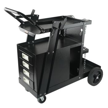 VEVOR Welding Cart, 2-Tier 4 Drawers Welder Cart with 265 LBS Weight Capacity, Swivel Wheels, Tank Storage Safety Chains, Heavy Duty Rolling MIG Welder Cart for Mig Welder and Plasma Cutter