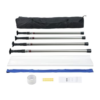 VEVOR Dust Barrier Poles, 10 Ft Barrier Poles, Dust Barrier System with 4 Telescoping Poles, Magnetic Zipper, Carry Bag and 32.8x13.12 Ft Plastic Film, for Interior Decoration, Painting