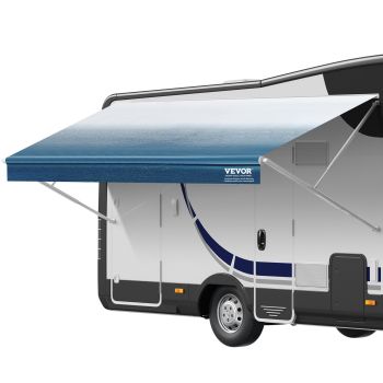VEVOR RV Awning Fabric Replacement, 6.15m Fabric Length for 6.4m Awning, Heavy Duty 3-Ply 16oz PVC Camper Awning Fabric, Waterproof & UV Protection Outdoor Canopy for RV, Trailer, Motorhome, Blue Fade