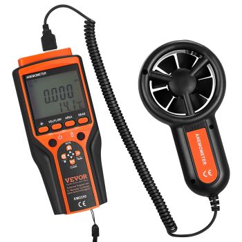 VEVOR Split Handheld Anemometer, Digital Wind Speed CFM Meter Gauge with LED Backlight Screen, Measures Wind Velocity Wind Temperature Air Flow Wind Chill, for Sailing Surfing Flying HVAC