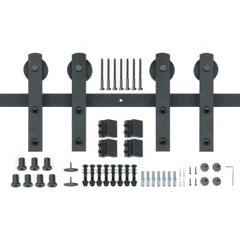 VEVOR 8FT Sliding Barn Door Hardware Closet Track Kit for Double Doors I Hanger