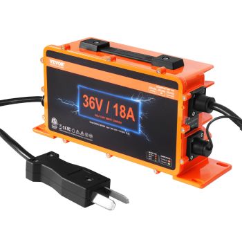 VEVOR Golf Cart Battery Charger, 18 AMP, Smart Club Car Charger with Crowfoot Plug, Compatible with Lead-Acid AGM/GEL/EFB MF NMC LiFePO4 Batteries for Club Car EZGO Yamaha, IP67 ETL Certified