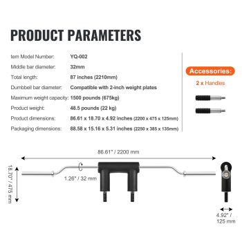 VEVOR Safety Squat Bar Fitness Squat Bar Attachment Weight Lifting