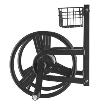 VEVOR Wall Mounted Garden Hose Reel 125ft 5/8 in Metal Hose Reel with Basket