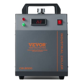 VEVOR Industrial Water Chiller, CW-3000, 80W Air-Cooled Industrial Water Cooler Cooling System with 12 L Water Tank Capacity 12 L/min Maximum Flow Rate, for Laser Engraving Machine Cooling Machine